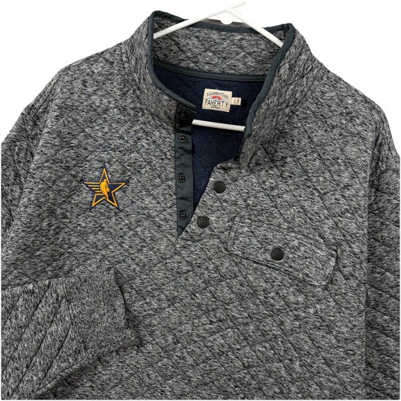 Faherty Other - Faherty Epic Quilted Fleece Pullover Mens Large Gray 1/4 Snap T Jacket NBA Logo‎